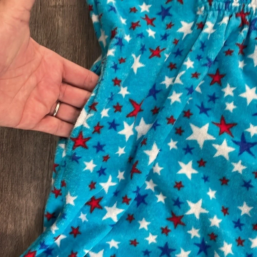 Lands' End Terry Cloth Hooded Star Print Swimsuit Coverup Beach Pool size 10-12